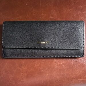 Coach Black Leather Clutch Wallet